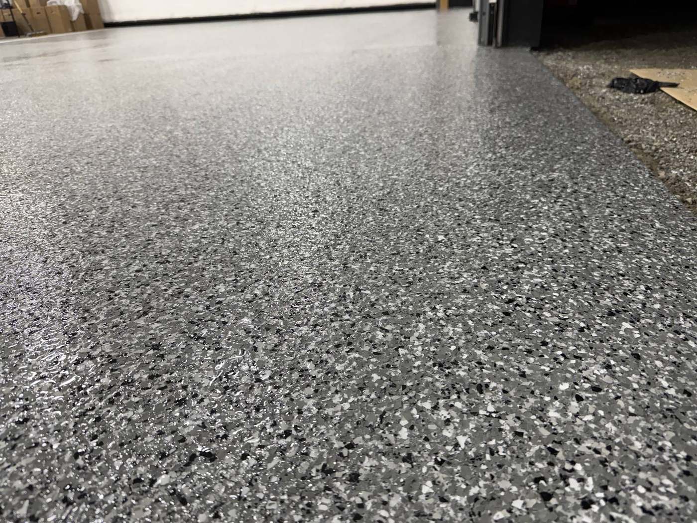 Close-Up Detail of Flake Epoxy Floor Finish, Alaska