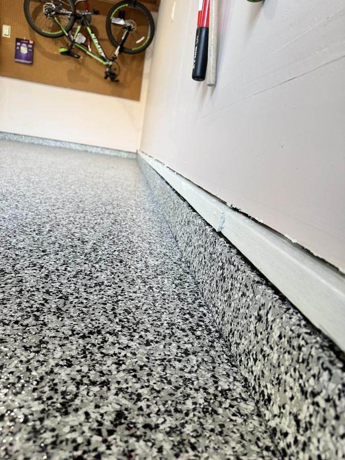 Flake Epoxy Floor with Cove Base Detail Alaska by GlacierShine