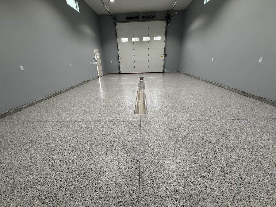 Flake Epoxy Garage Floor with Drain Wasilla Alaska by GlacierShine