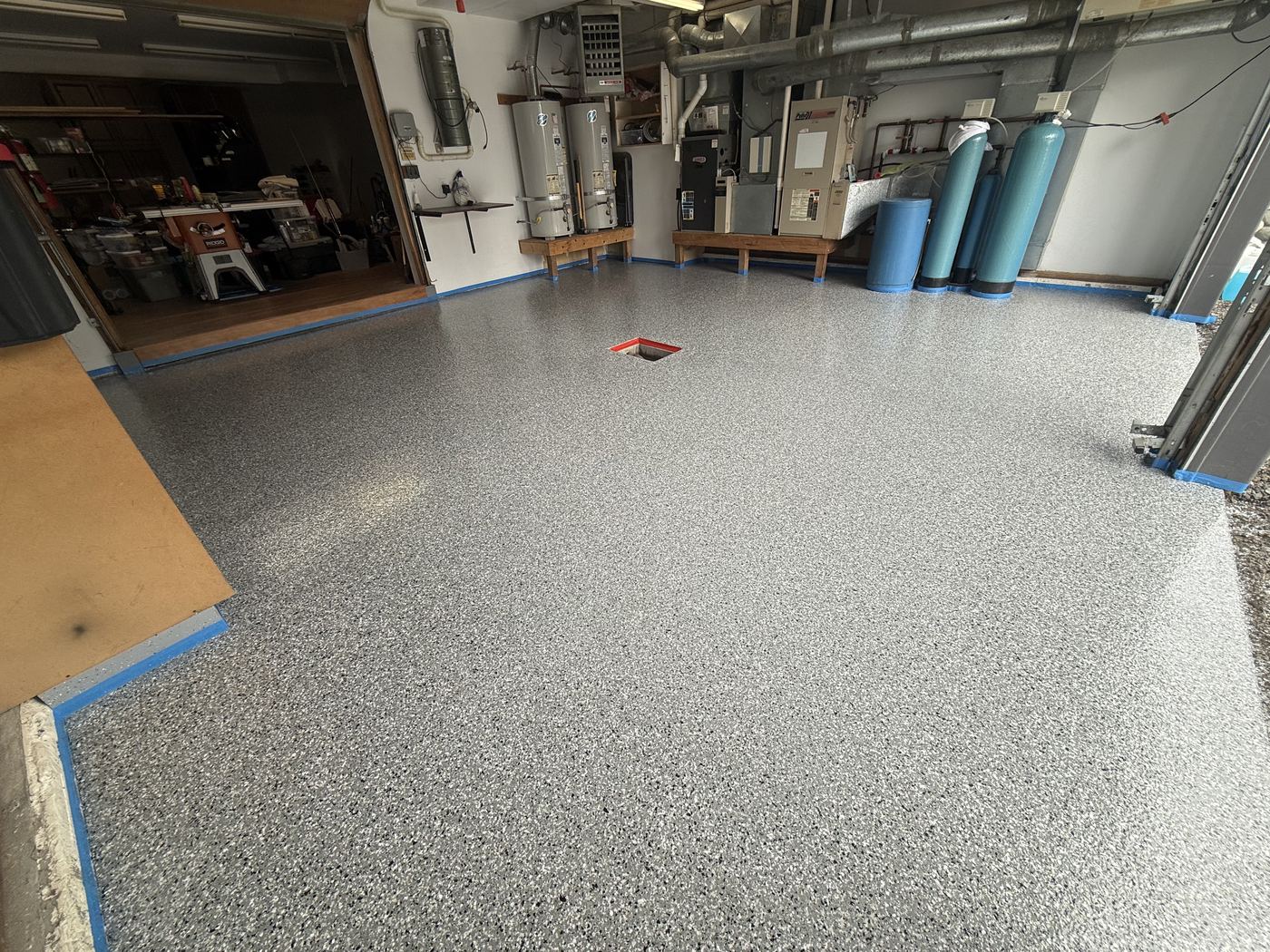 Flake Epoxy Garage Floor with Utility Area in Rabbit Creek, Anchorage by GlacierShine